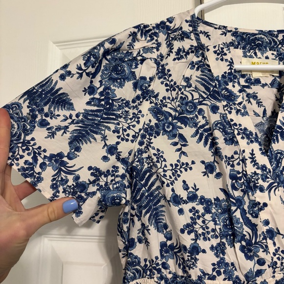 Anthropologie The Somerset Midi Dress Blue & White Floral - Picture 6 of 7